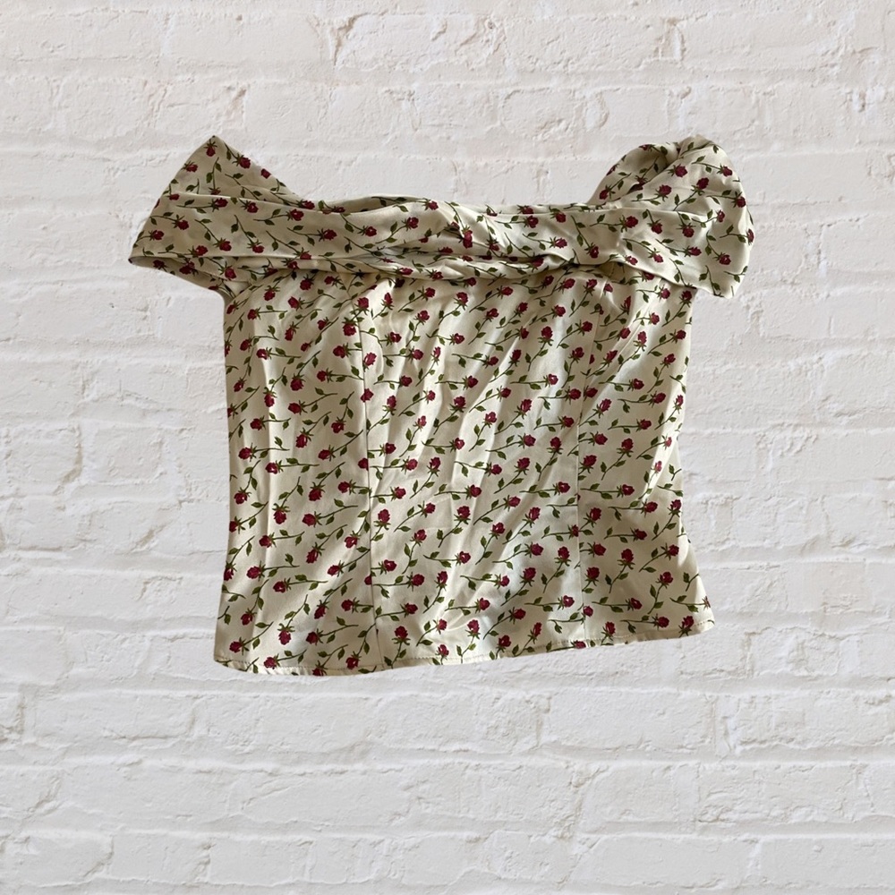 Reformation - Lux Silk Printed Off-Shoulder Top - Sz 0
